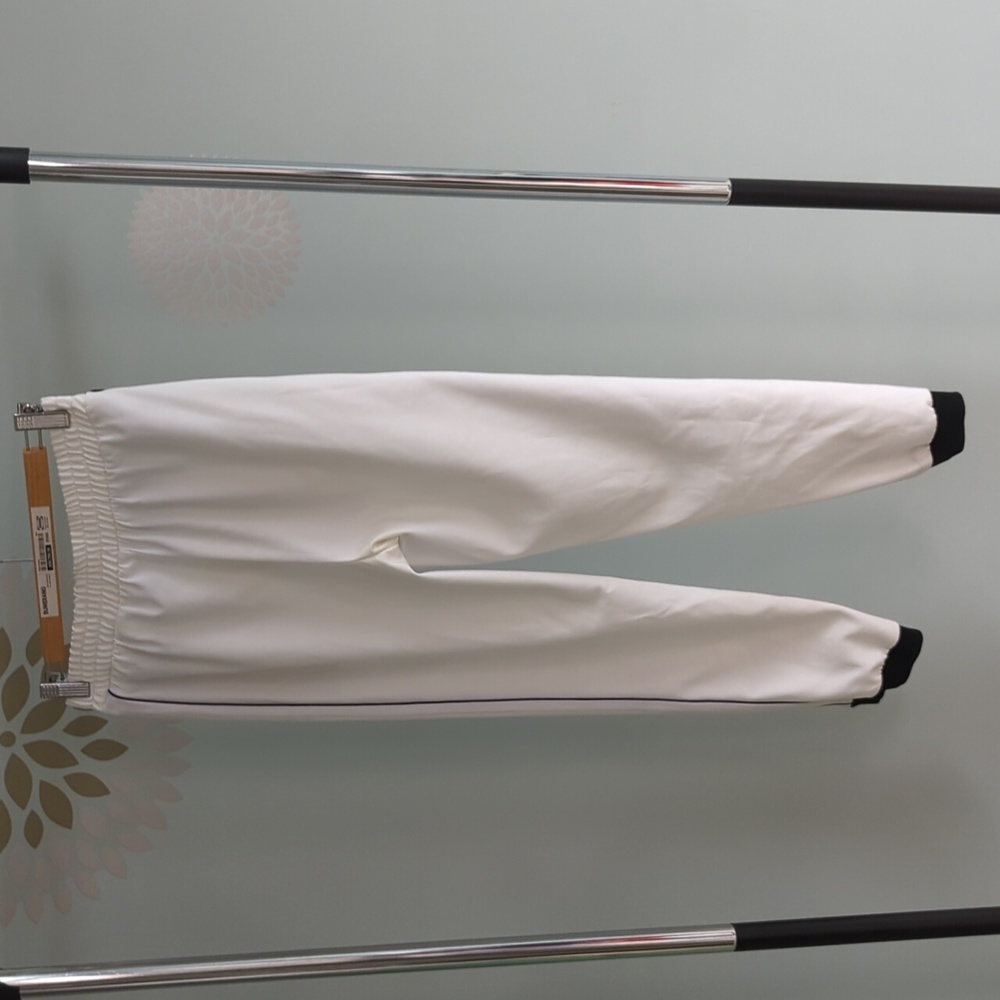 Zara Basic Medium Pants White With Black Detailing - image 5